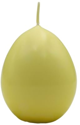 Dekohelden24 Bougie d'œuf XXL de qualité supérieure, Bougie décorative en Forme d'œuf, Bougie décorative en Forme d'œuf, Bougie décorative de Pâques en Jaune Pastel, L x l x H : 7 x 7 x 10 cm.