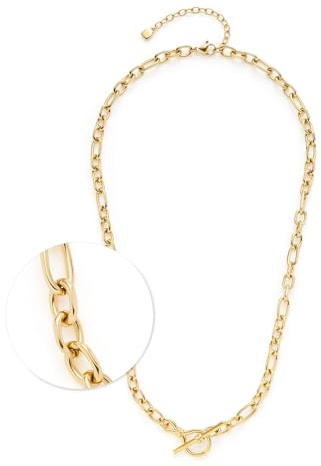 JEWELS BY LEONARDO Halskette Elisabeth • kurze Anker-Kette aus goldfarbenem Edelstahl • unterschiedlich geformte Ketten-Glieder • 45-50 cm Länge • Schmuck Geschenk für Frauen • 025152