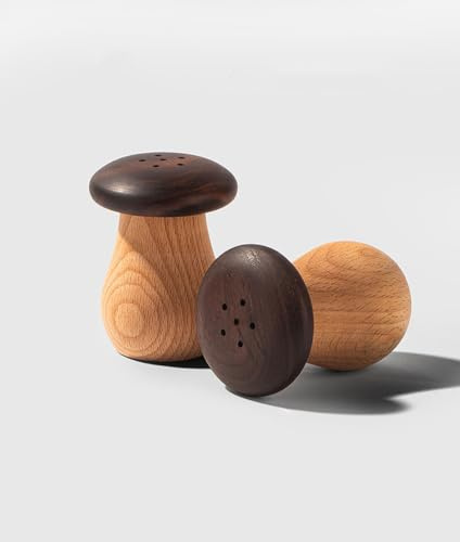 Mushroom Salz und Pfefferstreuer Set, Niedlicher Salz- und Pfefferstreuer aus Holz zum Kochen in der Küche, Bauernhaus, Heimküche, Dekoration