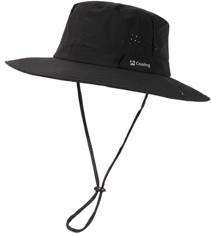 TOP-EX män och kvinnor solhatt, safari utomhushatt för sommar, vandring, UPF 50+ fiskarhatt med brett brätte, regnhatt och solhatt, svart, M-L