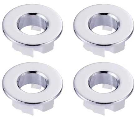4 Pcs Sink Overflow Ring,30mm Round Brass Bath Overflow Cover Copper Concentrate Plug Cap Decorative Scratch-Resistant Washbasin Insert Metal Trim Rings for Kitchen Bathroom Basin Hole Replacement