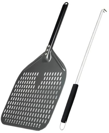 Premium 13 Pizza Peel & Spinner SetPerforated Aluminum Pizza Paddle for Easy Transfer & BakingIdeal Pizza Shovel for Home Chefs & Pizza Lovers