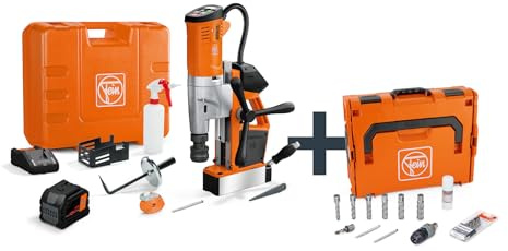 Fein Taladro magnético universal inalámbrico de hasta 35 mm con kit de usuario, AKBU 35 PMQW 18 V AS Construction-Site 1x 12 Ah Set 3/4 en Weldon/HSS NOVA 50