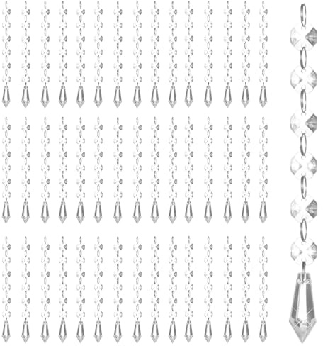 100 Pcs Acrylic Hanging Crystals for Centerpieces Chandelier Clear Crystal Garland Strands Ornament Acrylic Clear Beads Prisms Pendant for Christmas Tree Window Home Decoration(Icicle)
