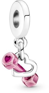 Lkwidi Damen Dumbbell & Heart Dangle Charm Anhänger für Armband 925 Sterling Silber Geburtsstein Charms Beads passend für Armband-