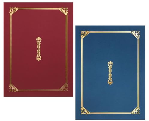 ROMISBABA Carpeta para Diplomas A4 Borde Dorado, Papel, Paquete de 2 Piezas, para Proteger Certificados en Ceremonias Formales y Graduaciones