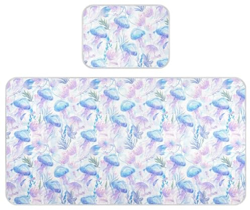 Blue Sea Jellyfish - Colchón refrescante para bebé, 28 x 52 pulgadas, almohadillas de cama transpirables para niños y bebés