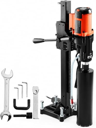 Diamond Core Drill Machine 3200W, 750RPM Wet and Dry Concrete Drilling Rig with Stand for Industrial Masonry and Construction Applications