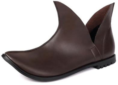 Generisch Botines de encaje estilo medieval para hombre Clásico calidad de exportación de cuero imitación tobillo botas para el día a día, marrón, 44 EU