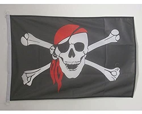 AZ FLAG Pavillon Pirate foulard rouge 90x60 cm Anneaux Plastique | Usage extérieur et nautique Pavillon nautique corsaire résistant aux intempéries avec coutures doubles et bords renforcés