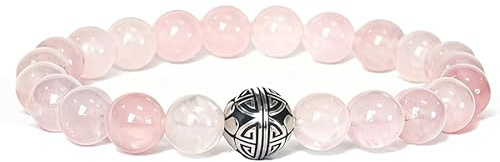 Natürliche 8 mm Edelsteine MetJakt Heilung Crystal Stretch Perlen Armband Armreif mit 925 Sterling Silber Double Happiness Anhänger