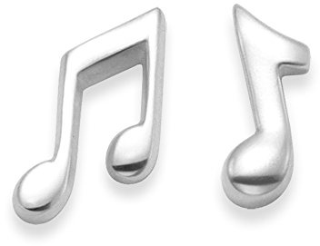 Sterling Silver Quaver Earrings - Set of 1 Quaver & 1 semi Quaver stud earring (half a pair each) - Music Stud Earrings - 1.5mm thick. SIZE: 8mm & 7mm. Gift boxed 5279/5284