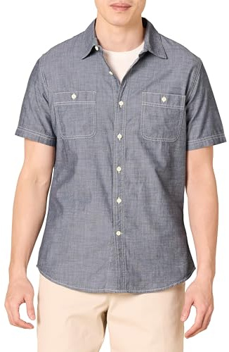 Amazon Essentials herr Regular-Fit kortärmad poplin-skjorta