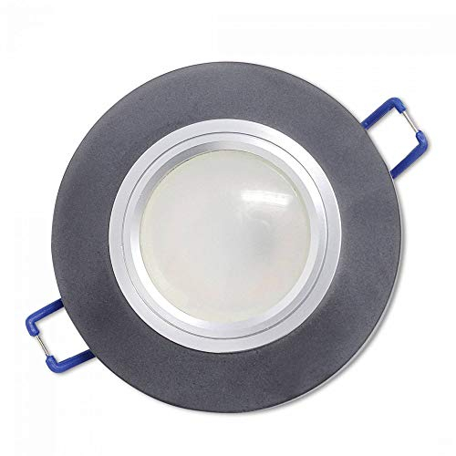 10x LED Einbaustrahler Set schwarz-matt rund 7 Watt kaltweiß 12V - MR16 Einbau-spot aus Glas als Deckenleuchte und Decken-strahler - Einbauleuchte flach 75mm Bohrloch Einbau-lampe