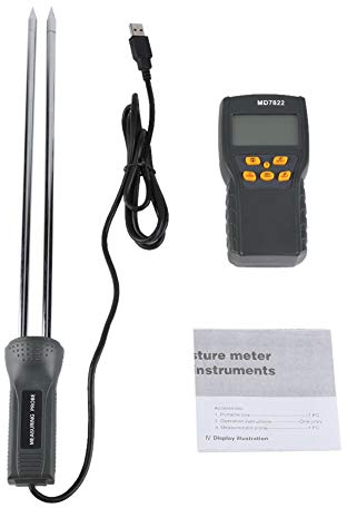 Multifunktionales Lebensmittel-Feuchtigkeitsmessgerät Abnehmbare Sonde 2% -30% Feuchtigkeit und -10~60 ° C Temperaturmessbereich für Getreidestroh, Kleie, Futtergras, Leymus chinensis