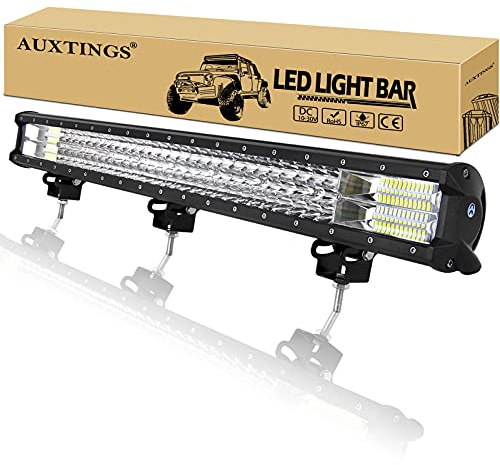 AUXTINGS - Barra de luz de trabajo de 396 W, triple fila 7D, 72 cm, CC de 12 V-24 V, 6000 K, ideal para vehículos todoterreno y quads (396 Combo)