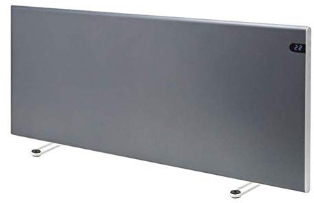 Adax Neo Portable Electric Panel Heater/Convector Radiator With Timer, Thermostat, Modern, Slimline (Lava Grey, 2000W)