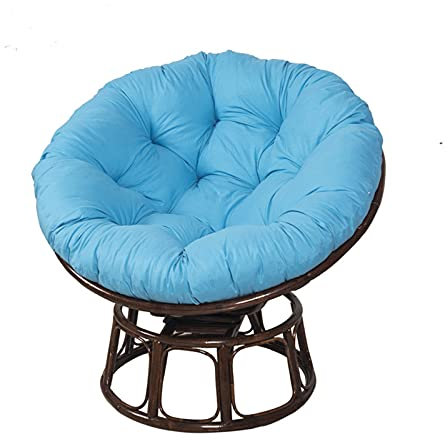 SWECOMZE Papasansessel Kissen - großes Bodenkissen gepolstert Sitzkissen Krabbeldecke Hängesessel Polsterauflage Gartenstuhl (Blau,Ø 100 cm)