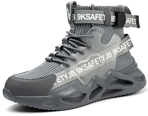 Nasogetch Chaussures de Sécurité Hommes Femmes Legere Confortable Basket de Securite Antidérapante Embout Bottes de Travail Gris EU 44