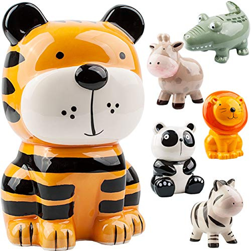 alles-meine.de GmbH große XL Spardose - lustige Tiere - stabile Sparbüchse - aus Porzellan/Keramik - mit Verschluss - 18 cm - Sparschwein - für Kinder & Erwachsene/lustig wit..