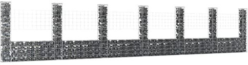 Tidyard Gabion basket U-shape with 7 iron columns 740x20x150 cm Model151287