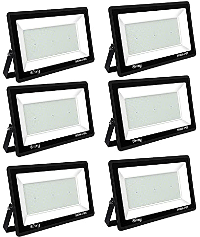 6PCS-500W Proyector LED Exterior IP66 Impermeable Focos Led Exterior 50000LM Potente Luces Led Exterior IP66 Impermeable Seguridad LED Floodlight Exterior para Terraza, Jardín, Patio, Parque, Garaje