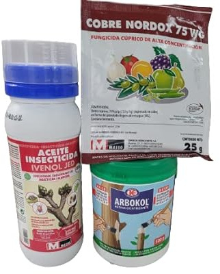 Peyca Pack tratamiento de invierno para frutales: Cobre nordox 75WG + Aceite Ivenol JED 500ml + Pasta cicatrizante para arboles 500gr