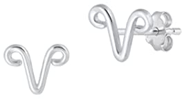Ohrstecker Ohrringe Sternzeichen Widder Silber 925 Sterling als Ohrschmuck mit kleiner Schmuckbox - 7K - Schmuck Geschenke für Damen, Mädchen, Jungen, Kinder und Herren