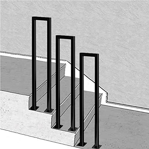 Outdoor Stair Railing Fit 1 Step Transitional Handrail Balustrade for Terrace Decking, Wrought Iron Front Porch Hand Rail for Concrete Steps (Size : 3.1 FT)