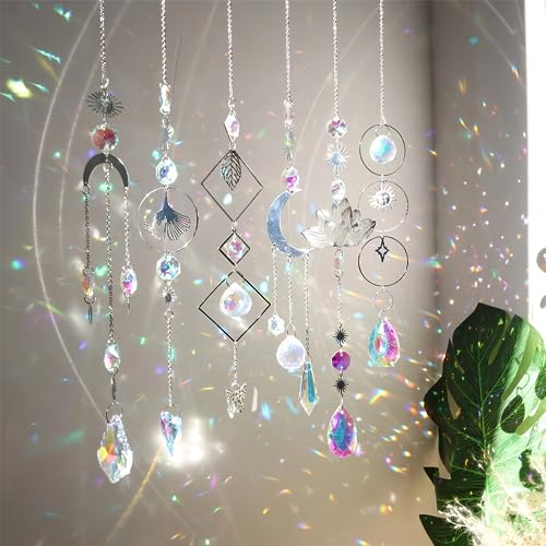 YeahBoom Acchiappasole Cristallo,6 Pezzi Loto Cristallo Perline,Crystal Suncatcher,Pendenti Prismi Cristallo,Appeso Arcobaleno Prisma Finestra,Pendenti Suncatcher Decorazione per Casa Giardino Nozze