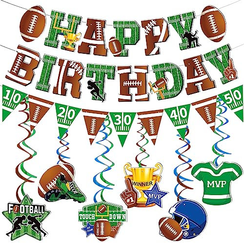 Football Happy Birthday Banner Football Birthday Party Decorations with Football Party Hanging decorations Super Bowl Birthday Decorations Football Themed Birthday Party Supplies Sports Birthday Party