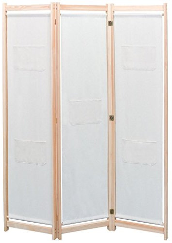 Homgoday 3 paneler Vindskärm Inomhus Paneler Väggavdelare för Interiöravdelare Separe Inomhus Separe Avdelare Utomhus Väggskärmar Gräddfärgad 120x170x4 cm i tyg