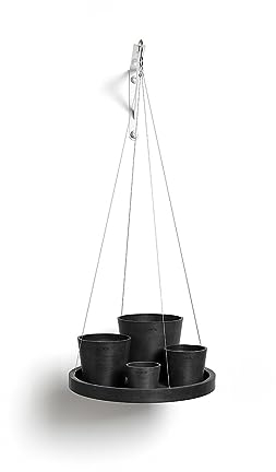 Ecopots Untersetzer hängend ø 36 cm dunkelgrau rund - NUR Topfuntersetzer - OHNE TÖPFE - Unterteller für Pflanzentopf aus Recycling Kunststoff - Topfuntersetzer für Blumentopf modern Indoor/Outdoor