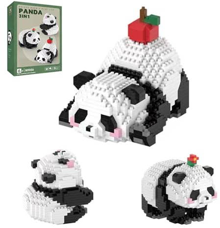 HASLED Set di Mattoncini da Costruzione 3 In 1, 940 Pezzi Mini Mattoni da Costruzione, Mattoncini da Costruzione Giocattoli, Panda Micromattoncini da Costruzione, Adatto a Bambini Adulti