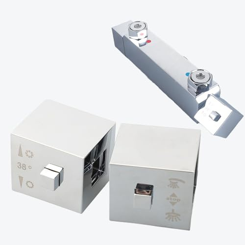 RANRAO 1 Paar Thermostat-Kontrollgriffe, quadratischer Duschtemperaturregler, Chrom Wasserkontrollgriffe, Ersatzteile für Duschstange, Mischbatterien für Duschstange Mischbatterien Vavle