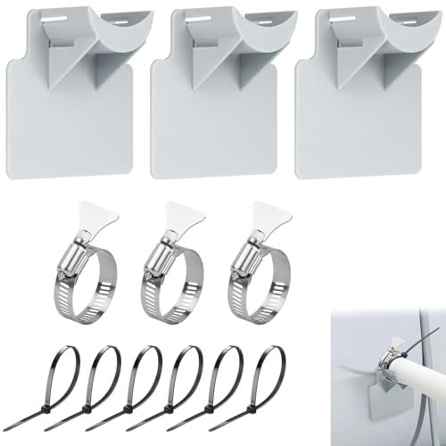 Adorila Lot de 3 supports de tuyaux de piscine, tuyaux de piscine pour piscines hors sol, support de tuyau de piscine avec 3 rubans, 6 attaches de câble et 3 colliers de serrage en acier inoxydable