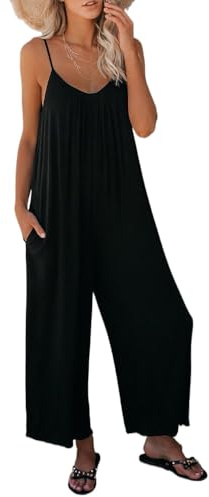 DURINM Jumpsuit da Donna Elegante Salopette Da Donna uk Vestibilità Ampia Ampia Tuta Senza Maniche in Cotone Casual a Gamba Larga Pantaloni Pantaloni Con Tasca
