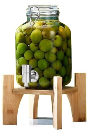 NJDQFA Jarra De Vidrio para Beber,Jarra De Vidrio con Grifo,Dispensador De Bebidas,Dispensador De Agua para Refrigerador,Dispensador De Limonada,Máquina De Bebidas,with Bracket,3L