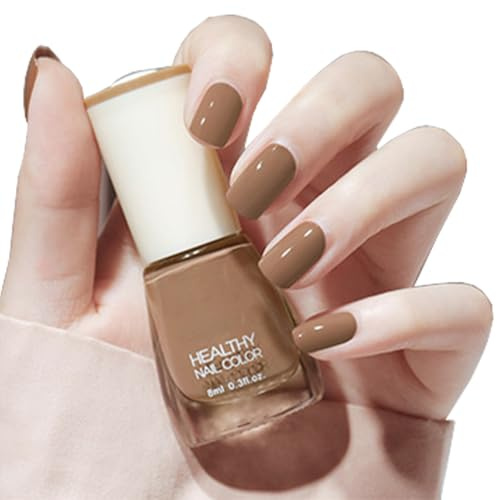Nude Nail Varnish - Quick Dry, Long Lasting Brown - Water Based Natural, No Need UV, DIY Nail Art Manicure, French Manicure (10#)