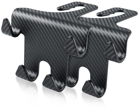 Auto Organizer Rücksitz 3D Kohlefasermuster 2 Stück,Autositz Organizer,Taschenhaken,Auto Zubehör Innenraum Frauen,Taschenhalter Autositz Doppelhaken Rückenhaken,Auto Haken Kopfstütze Schwarz