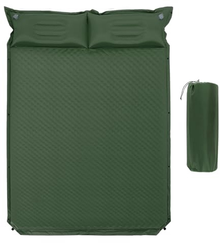 SOARS Doppel Isomatte selbstaufblasend, Campingmatte mit integrierten kopfkissen & Tragetasche, 2 Personen Camping luftmatratze Outdoor, Schlafmatte für Reisen, Strand (Grün)