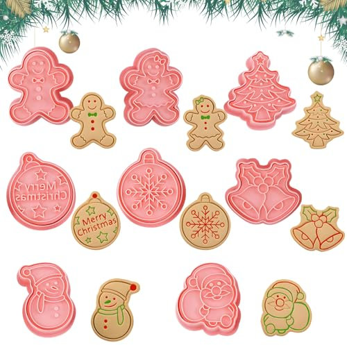 Cortadores de Galletas, FainFun 8 Piezas Cortadores de Galletas Navidad, Moldes Galletas para Sandwich, Cookie, Fondant, Cumpleaños Decoracion Cortapastas Galletas(G)