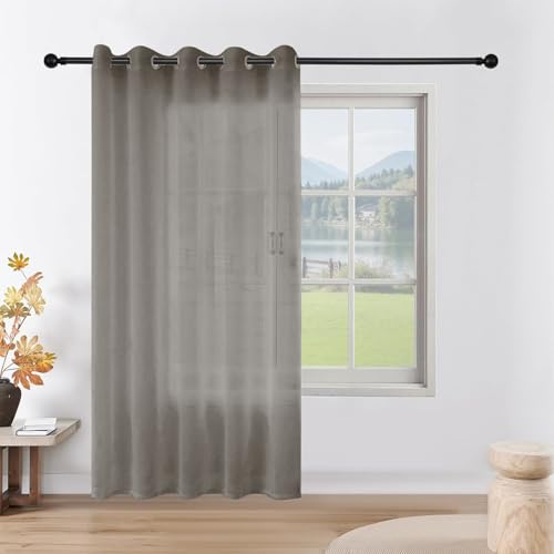 CUCRAF Leinenoptik Voile Vorhänge mit Ösen Halbtransparent Gardine für Schlafzimmer Wohnzimmer,1 Stück