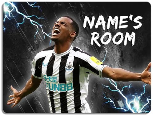 Personalised Isak Bedroom Door Sign Football Legend Room Name Plaque Children's Boys Newcastle Football Player Kids Birthday Gift NLD33