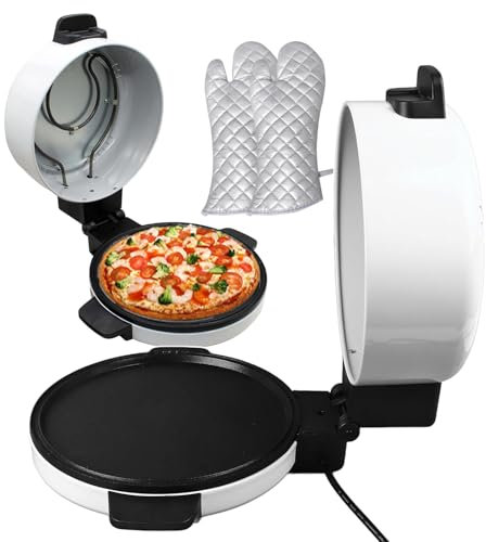 forplubossmmp Pizza Maker Pizza Baking Ovens, Mini Hot Stone Pizza Cooker w/11.8 Round Plate, Indoor Pizza Toaster Oven for Steak/Bread/Tortillas/Pizza, (38cm/15in*17cm/6.7in) Stainless Steel