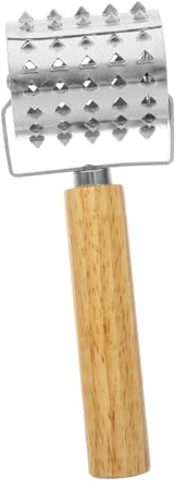 OKUMEYR Battipizza in Acciaio Inox per Carne Martello per Bistecca con Punte per Maiale E Pollo con Manico in Legno