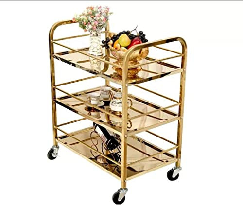 Rollbarer Servierwagen, Barwagen, Terrasse, Küche für Partys, 3-lagiger Teewagen, Servierwagen, Edelstahl, Speisewagen, rollender Stauraum, Speisewagen, Hotel, Dessert-W