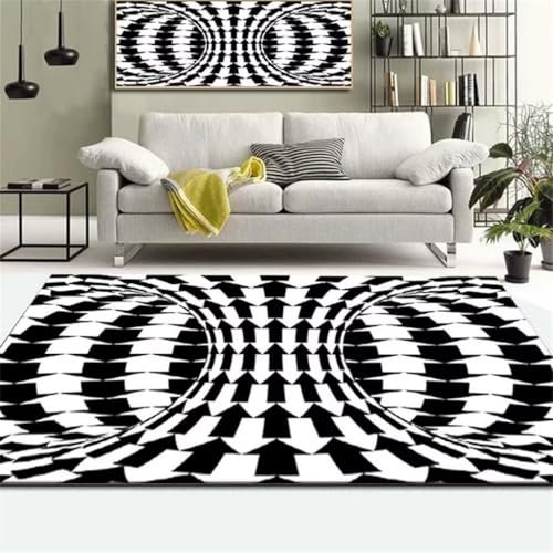 RUGMRZ Teppich Für Das Kinderzimmer Anti Rutsch Teppichunterlage Schlafzimmer Rechteckiger Schwarz Weißer Leicht Zu Reinigen Balkon 70X90Cm 2Ft 3.6''X2Ft 11.4''