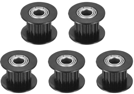 QUARKZMAN 2GT Riemenscheibe 20 Zähne 5mm Bohrung Aluminium-Zahnriemenscheibe für 10mm Breite 20T Zahnriemen für 3D-Drucker, CNC, Umlenkrolle Pulley-5 Stück Schwarz