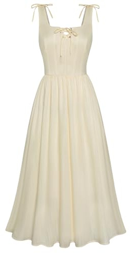 SCARLET DARKNESS Victorian Dress for Women UK Lace-up High-Low Hem Sleeveless A-Line Party Dresses Apricot XXL